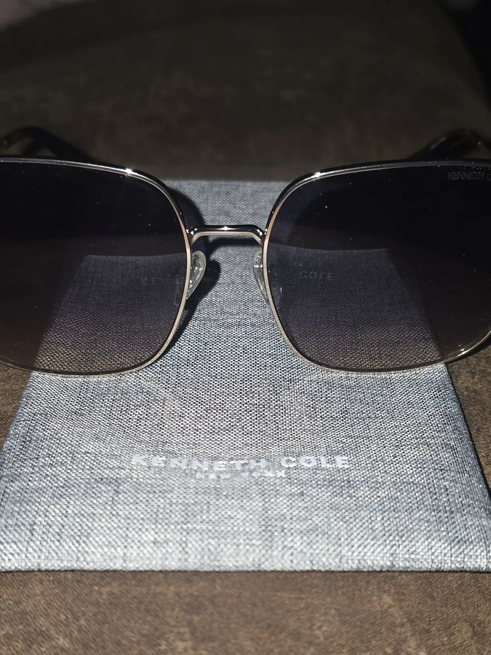Kenneth Cole NY Silver Square Sunglasses KC00025-32W Brand New with Case